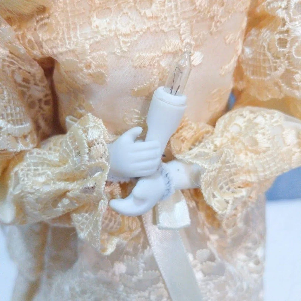Vintage Angel Christmas Tree Topper Light Up Porcelain Lace Gown 12